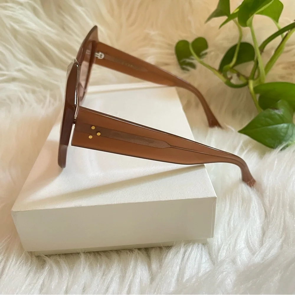 Ulla Johnson Opal Butterfly Sunglasses in Camel Acetate Women’s OS NWT